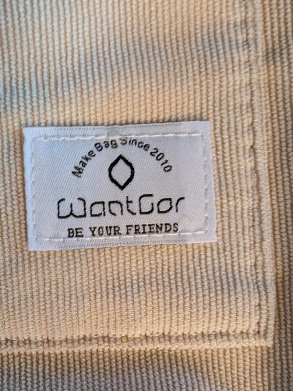 NWOT 2023 WantGor Small Beige Minimalist Corduroy Crossbody Tote Bag